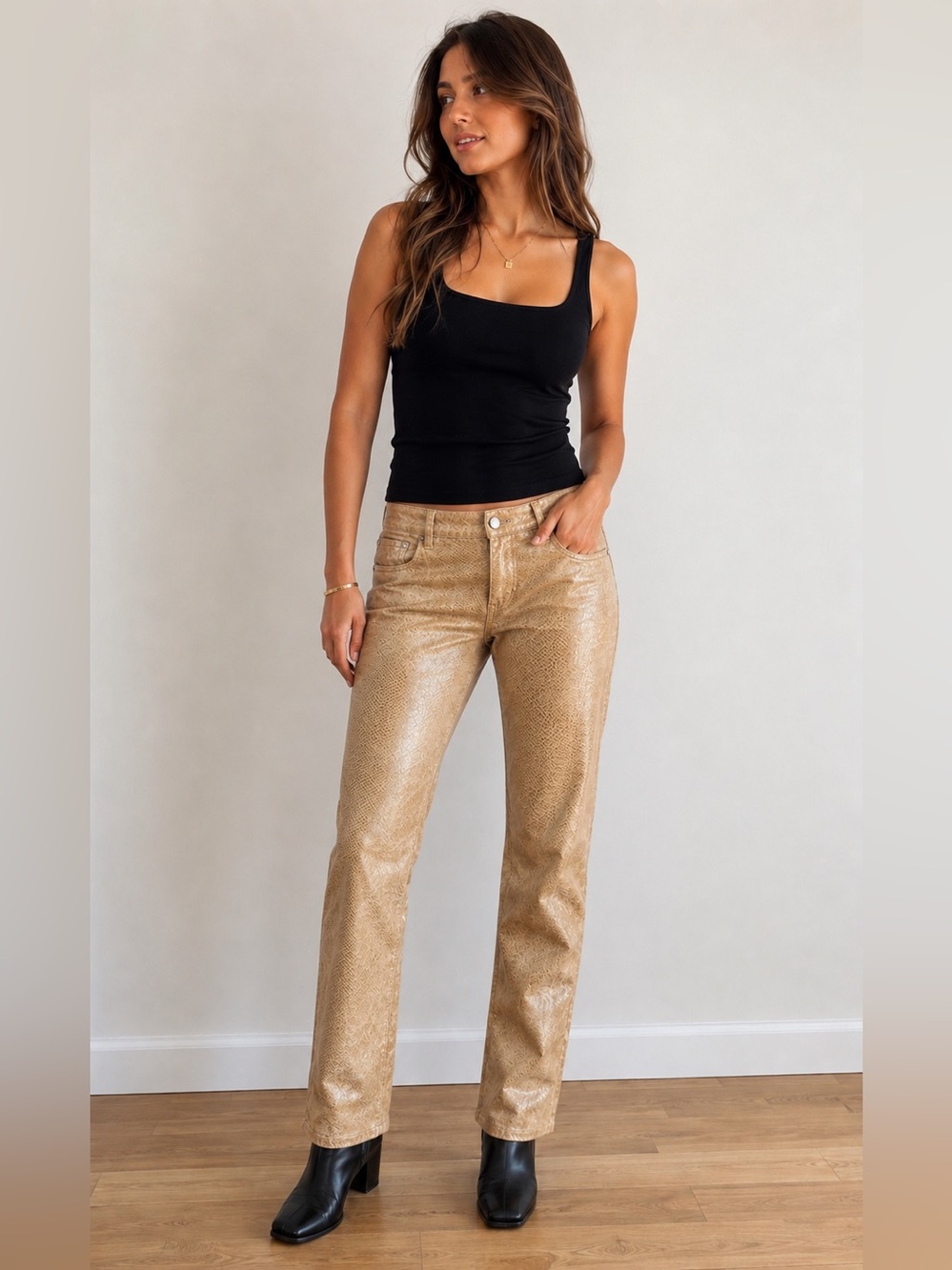 Vintage Newport Snake Print Leather Pants